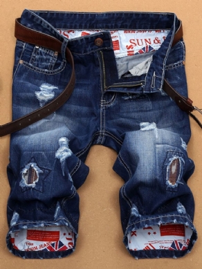 Holes Denim Slim Herreshorts