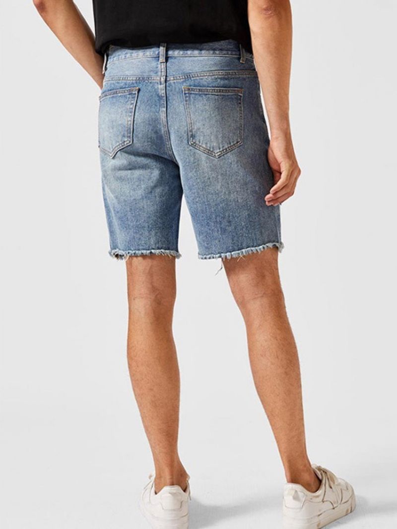 Lige Knap Europæiske Lynlås-Denimshorts Til Mænd