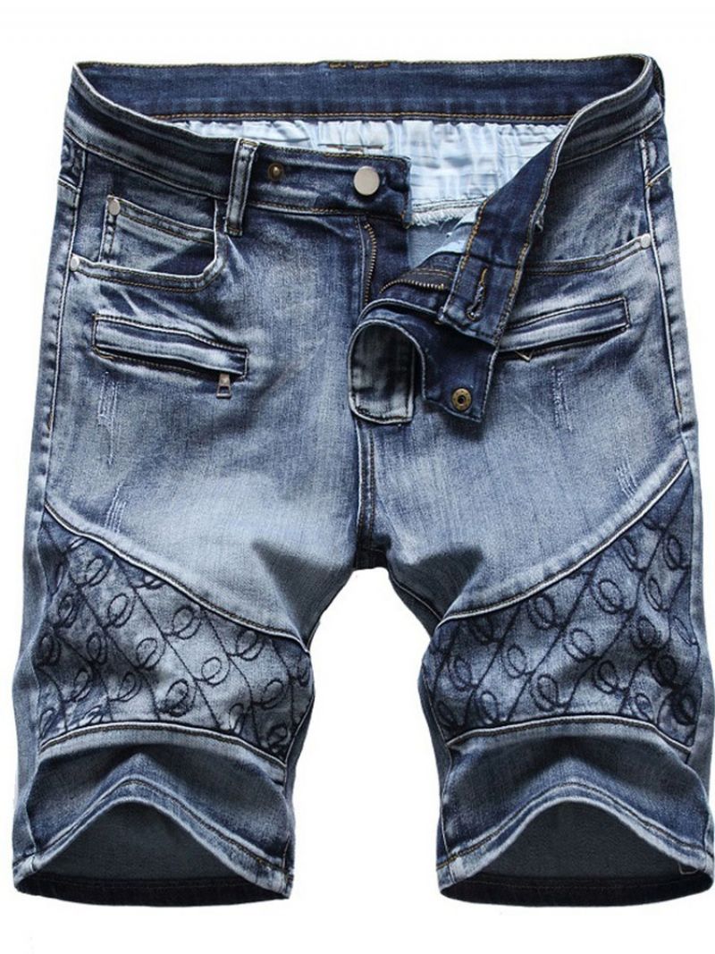 Lige Lomme Afslappet Lynlås Mænds Denimshorts