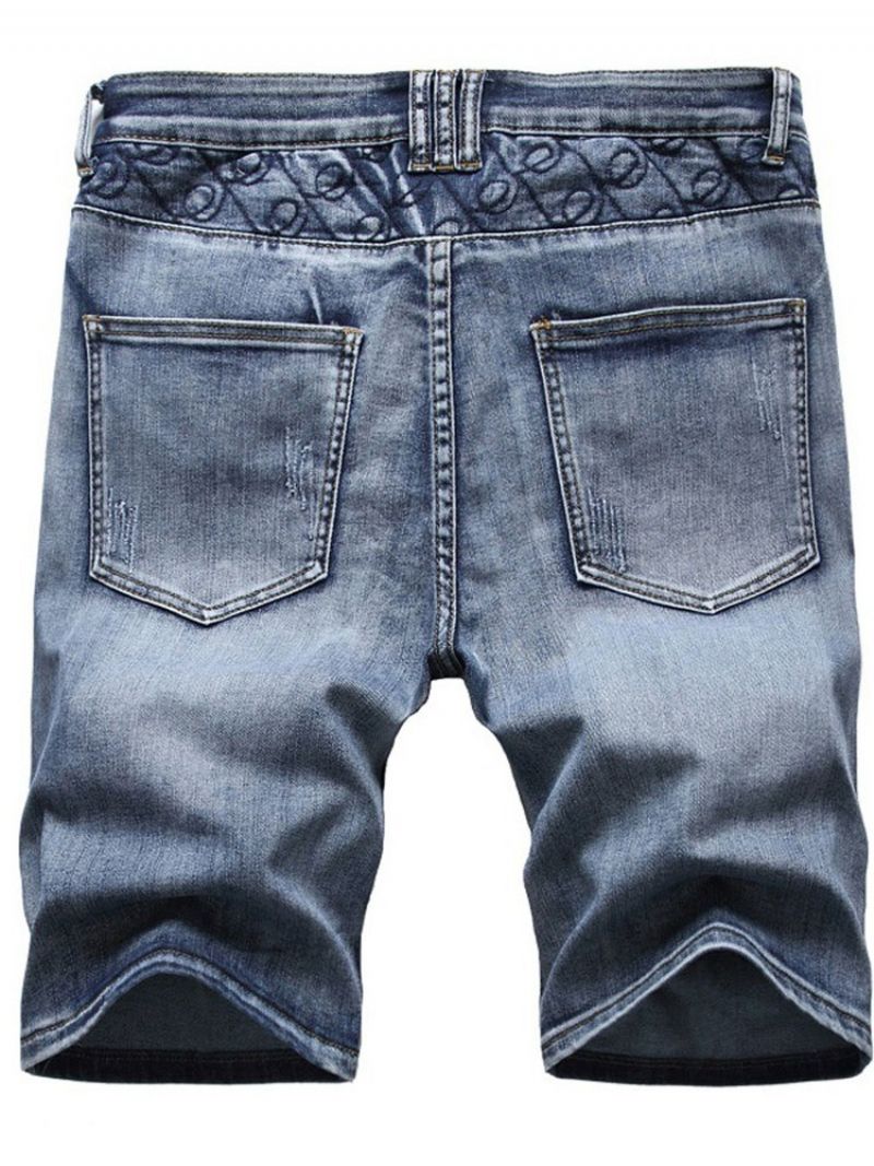 Lige Lomme Afslappet Lynlås Mænds Denimshorts