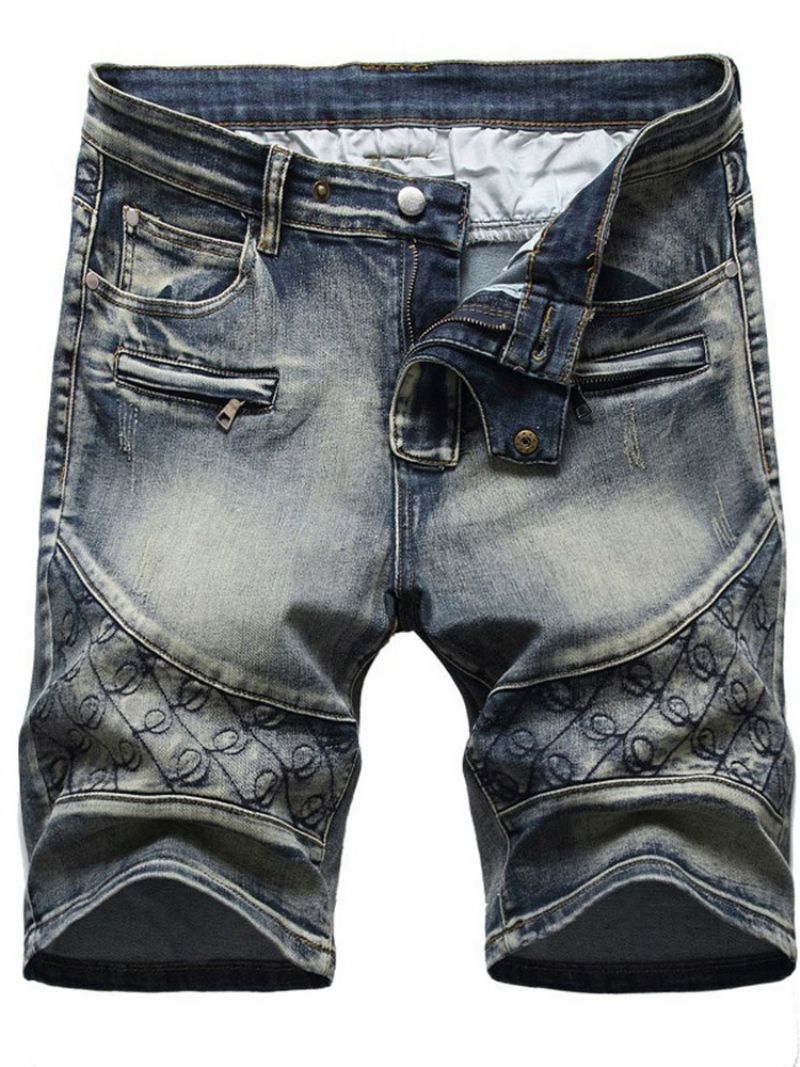 Lige Lomme Afslappet Lynlås Mænds Denimshorts