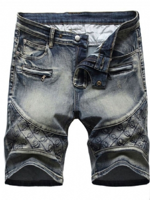 Lige Lomme Afslappet Lynlås Mænds Denimshorts