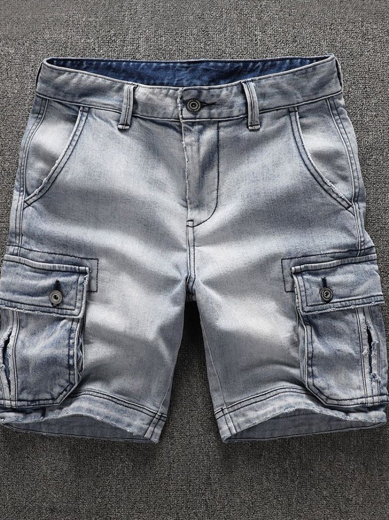 Lige Midtalje Lynlås Mænds Denimshorts