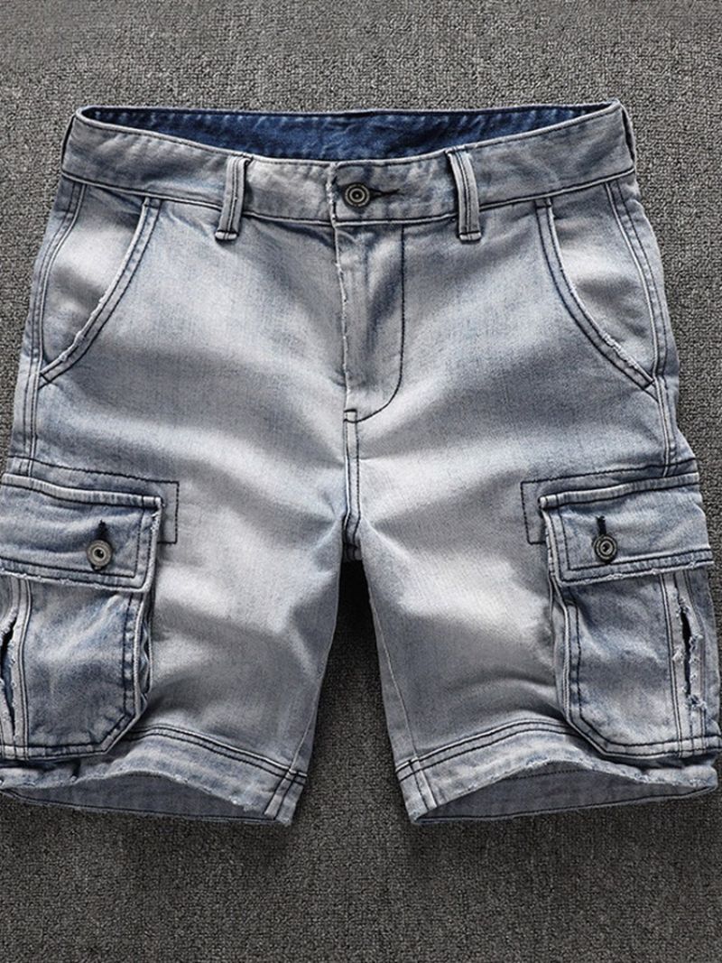 Lige Midtalje Lynlås Mænds Denimshorts