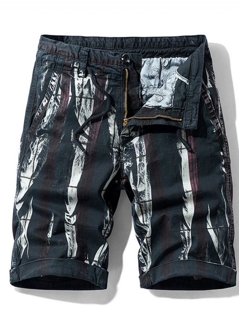 Lige Print Lynlås Midtalje Shorts