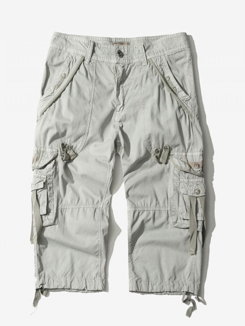 Lomme Lige Almindelig Mellemtalje Mænds Cargo Shorts