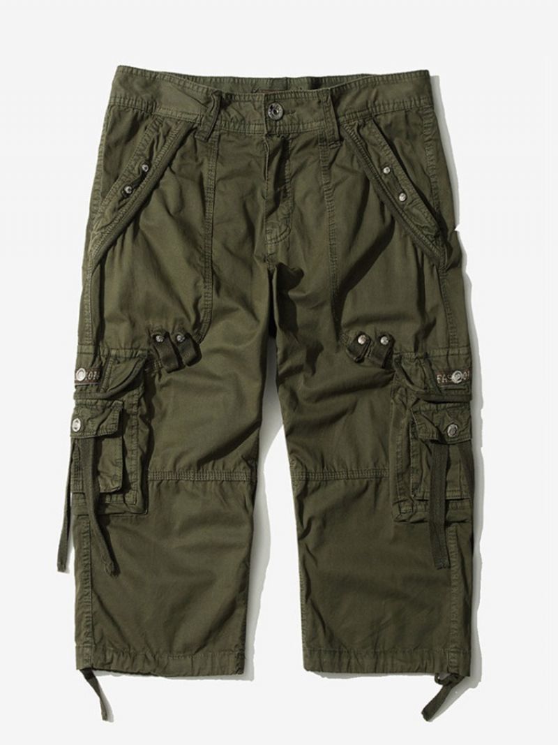 Lomme Lige Almindelig Mellemtalje Mænds Cargo Shorts