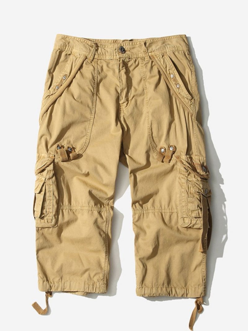 Lomme Lige Almindelig Mellemtalje Mænds Cargo Shorts