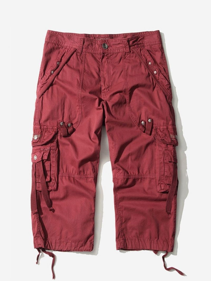 Lomme Lige Almindelig Mellemtalje Mænds Cargo Shorts