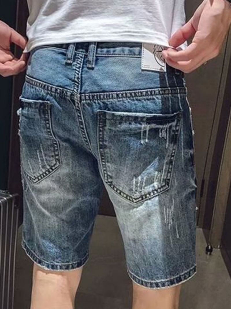 Lomme Lige Lynlås Mænds Afslappede Denimshorts