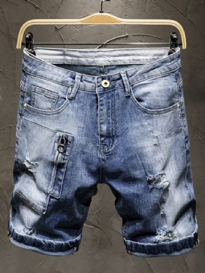 Lomme Tynd Lynlås Herre Denim Shorts