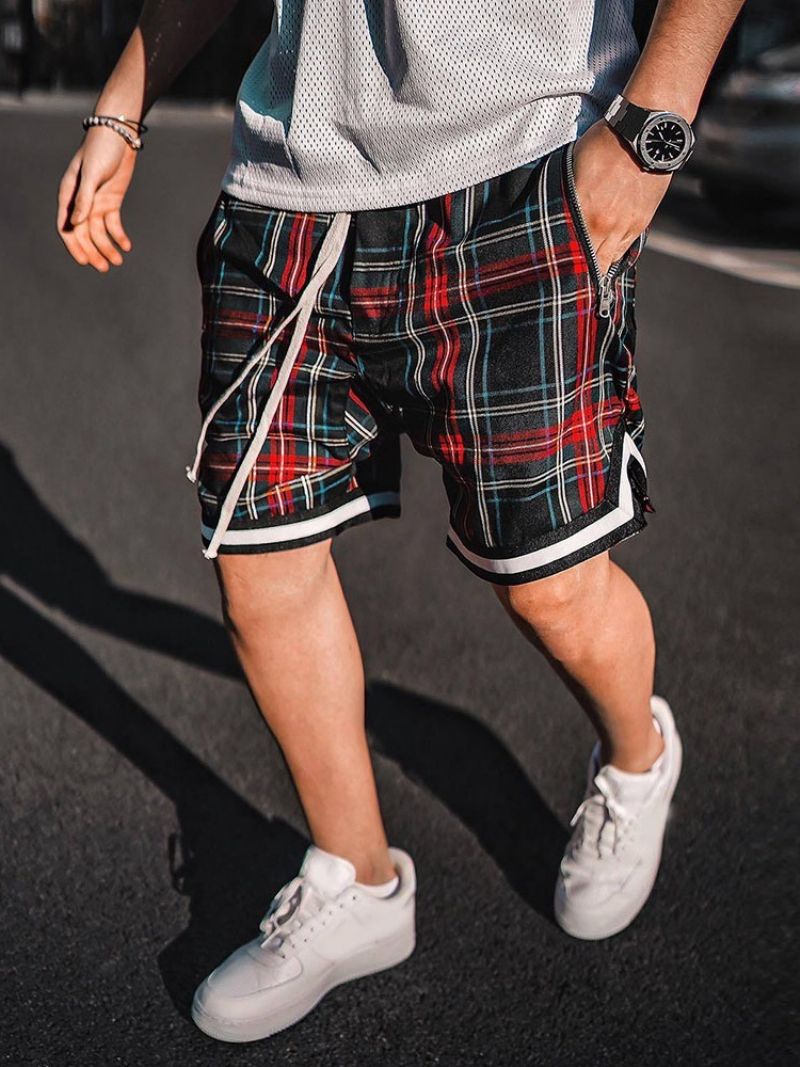 Plaid Løse Casual Snøre-Shorts