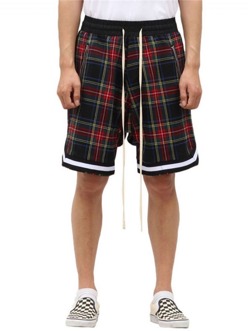 Plaid Løse Casual Snøre-Shorts