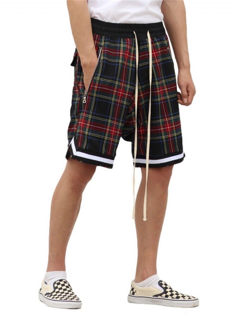 Plaid Løse Casual Snøre-Shorts