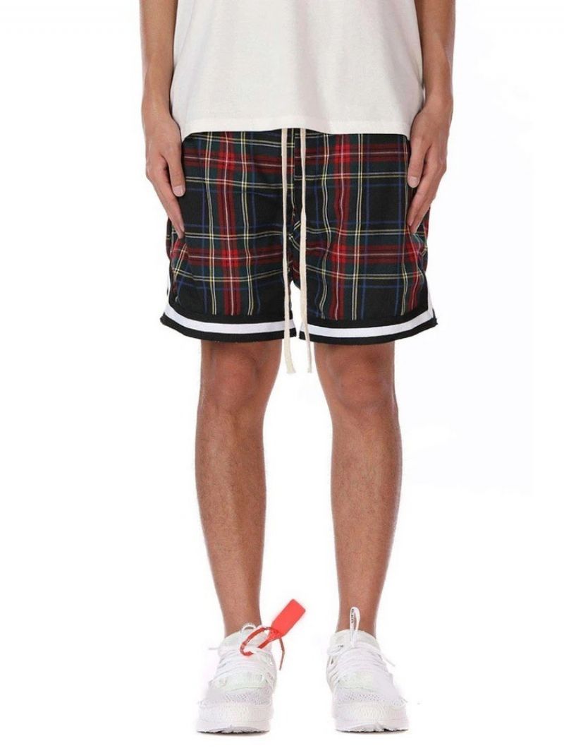 Plaid Løse Casual Snøre-Shorts