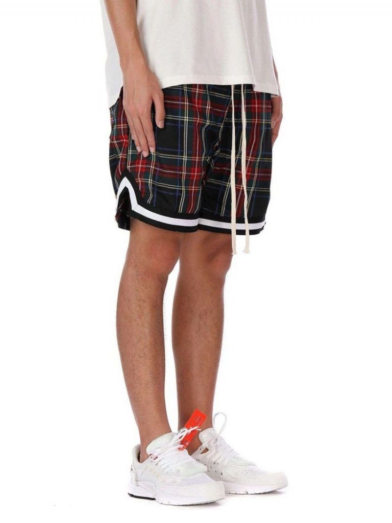 Plaid Løse Casual Snøre-Shorts