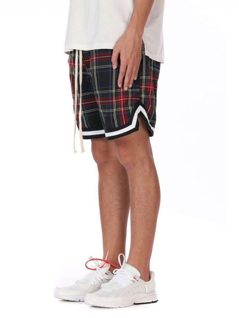 Plaid Løse Casual Snøre-Shorts