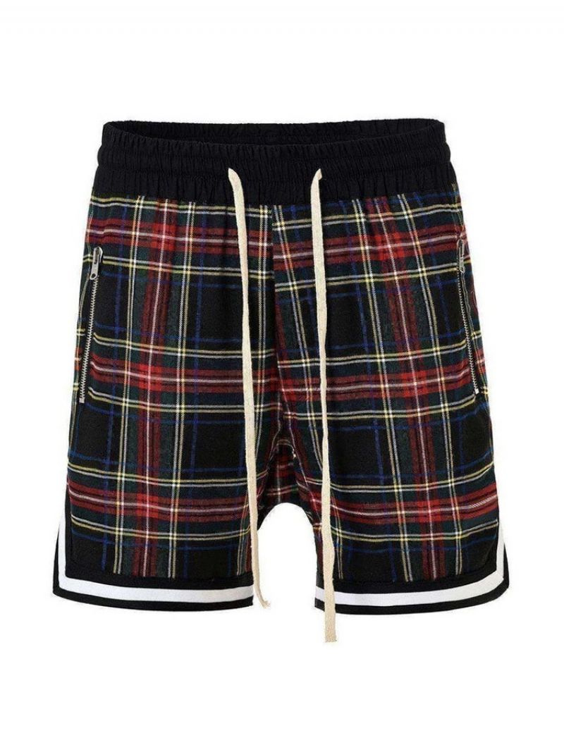 Plaid Løse Casual Snøre-Shorts