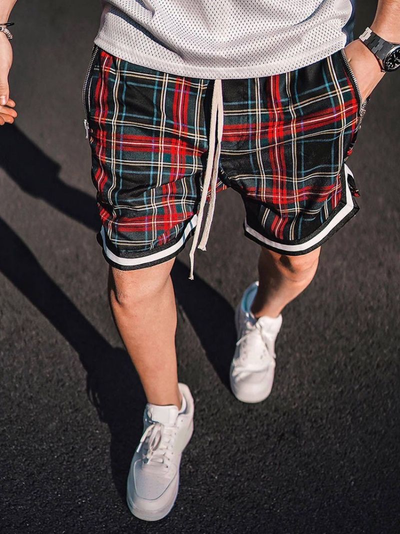 Plaid Løse Casual Snøre-Shorts