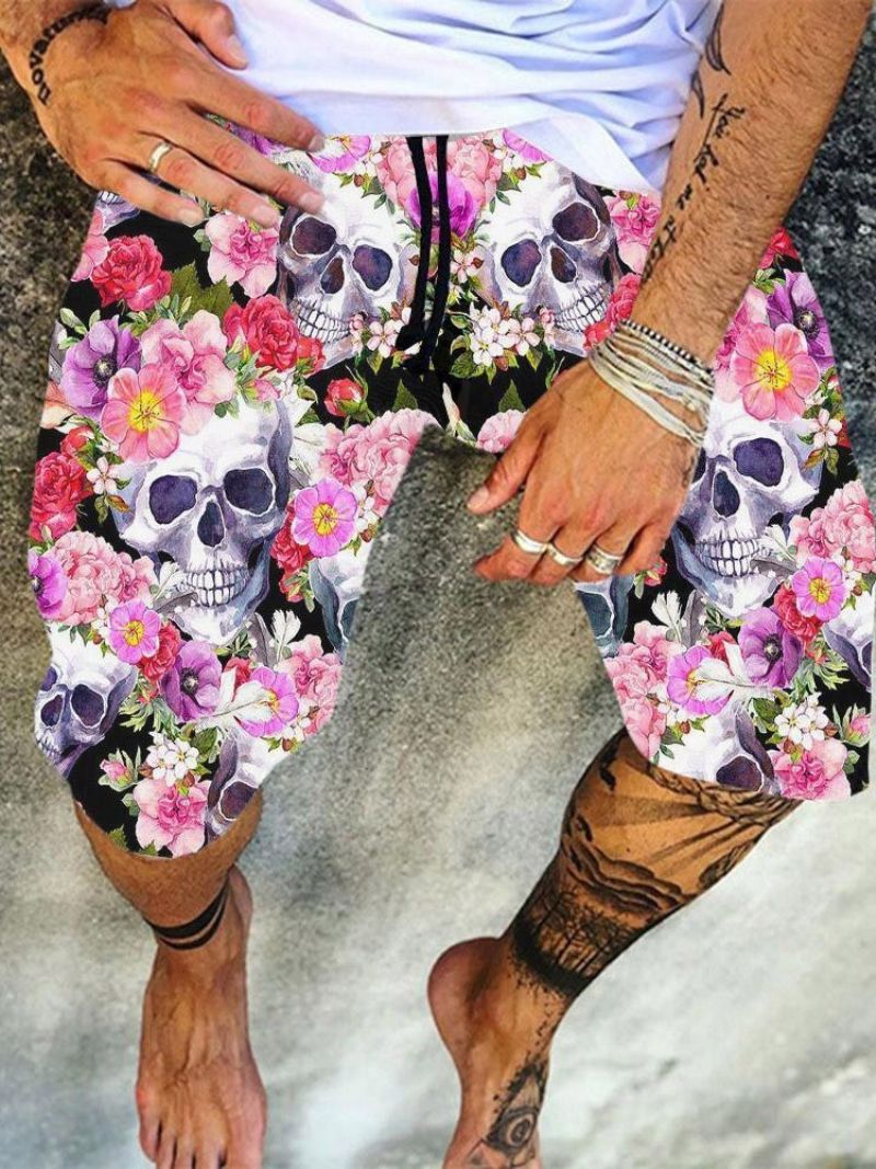 Skull Straight Print Herre Strandshorts