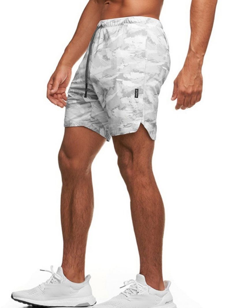 Slanke Camouflageprint Afslappede Mænds Shorts Med Mellemtalje