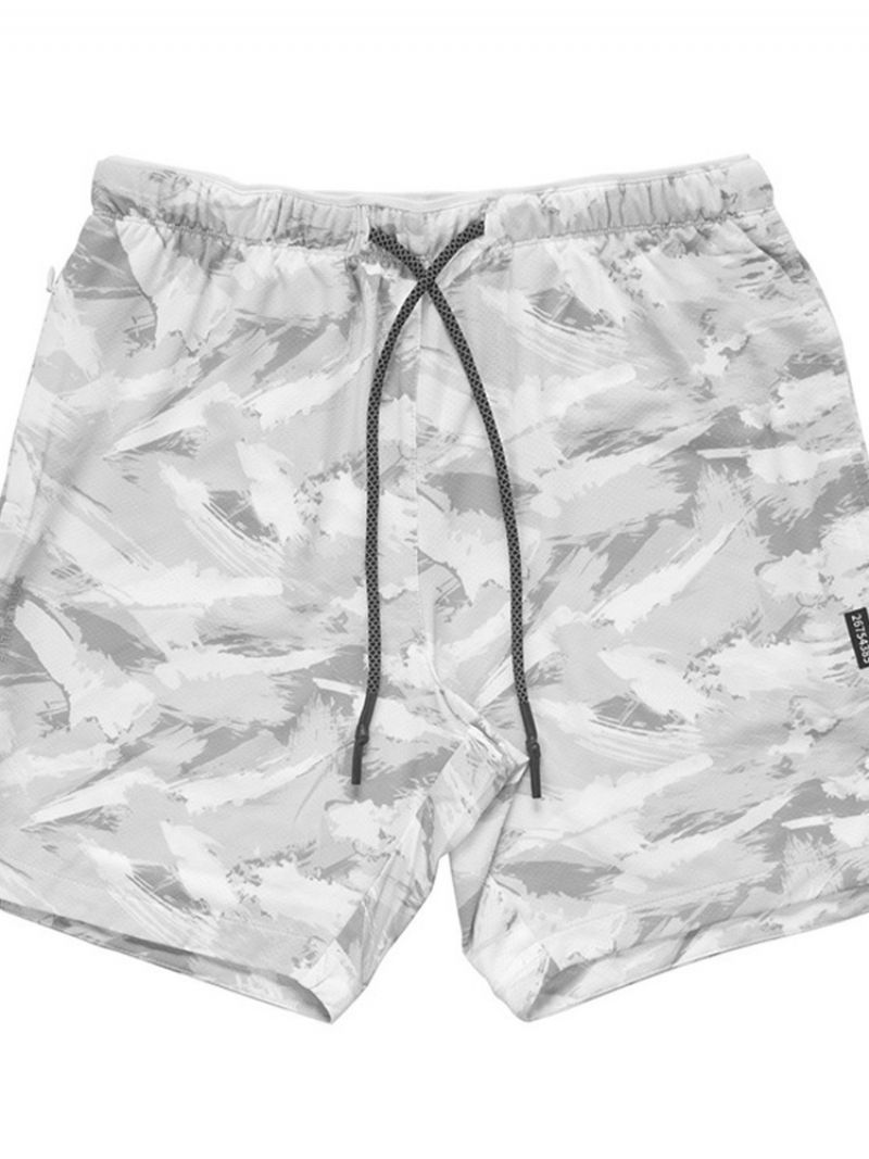 Slanke Camouflageprint Afslappede Mænds Shorts Med Mellemtalje