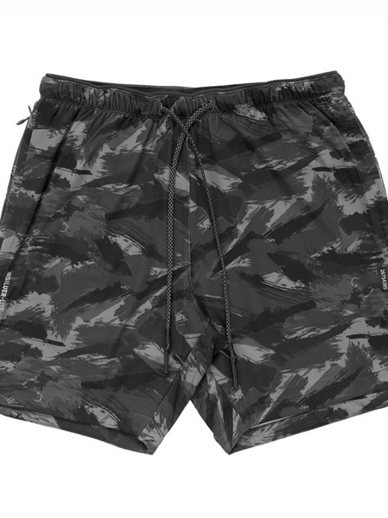 Slanke Camouflageprint Afslappede Mænds Shorts Med Mellemtalje