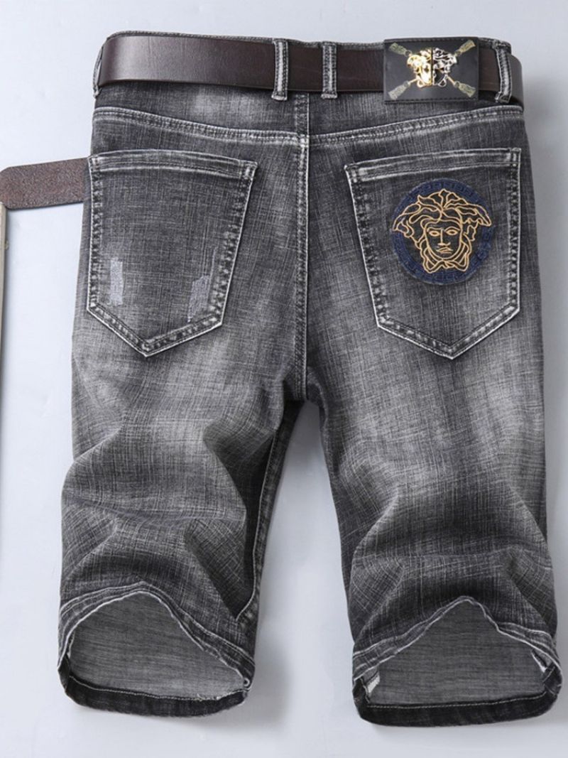 Tynd Lige Knap Koreanske Midtalje Mænds Denimshorts