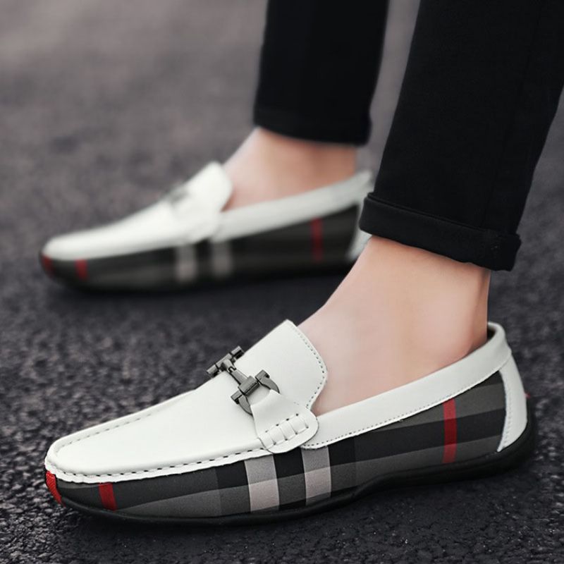 Plaid Slip-On Rund Tå Herresko