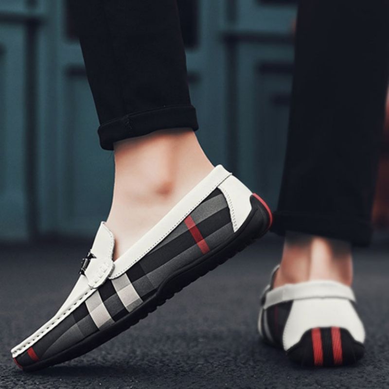 Plaid Slip-On Rund Tå Herresko