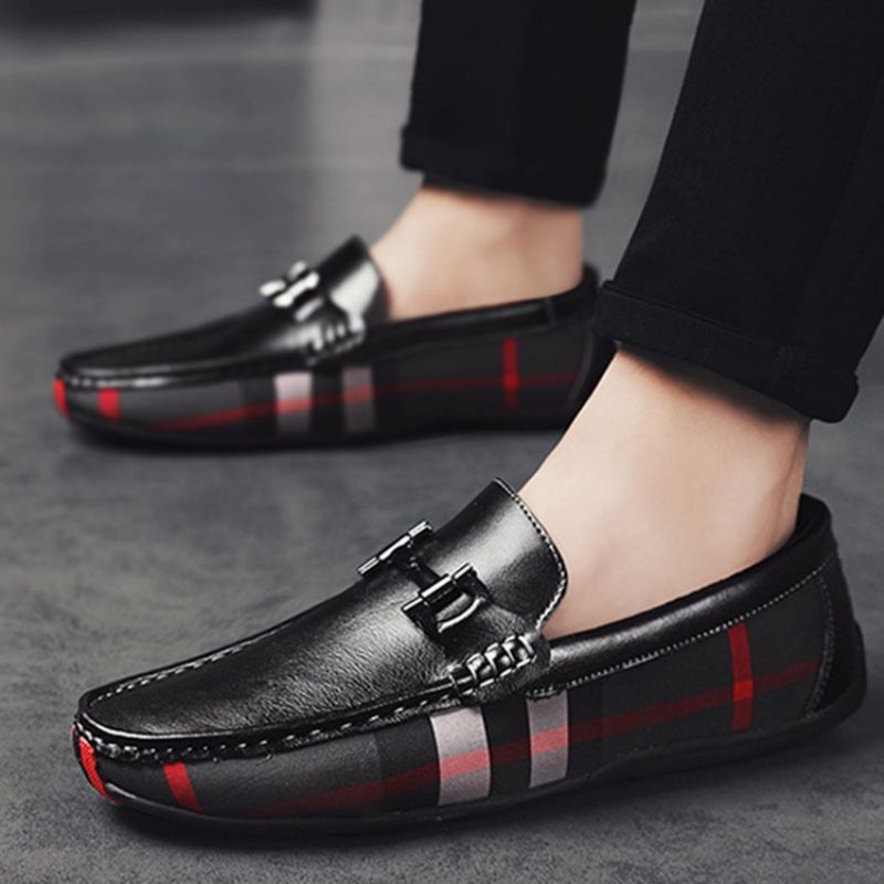 Plaid Slip-On Rund Tå Herresko