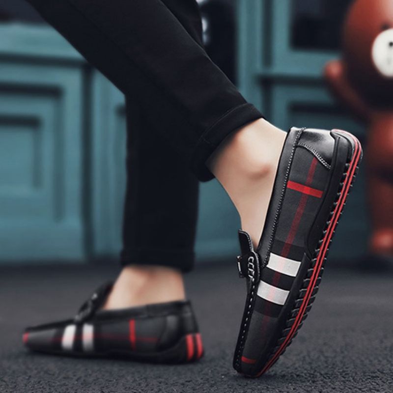 Plaid Slip-On Rund Tå Herresko