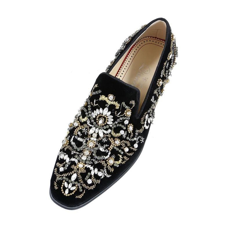 Rhinestone Rund Toe Slip-On Mænds Fritidssko