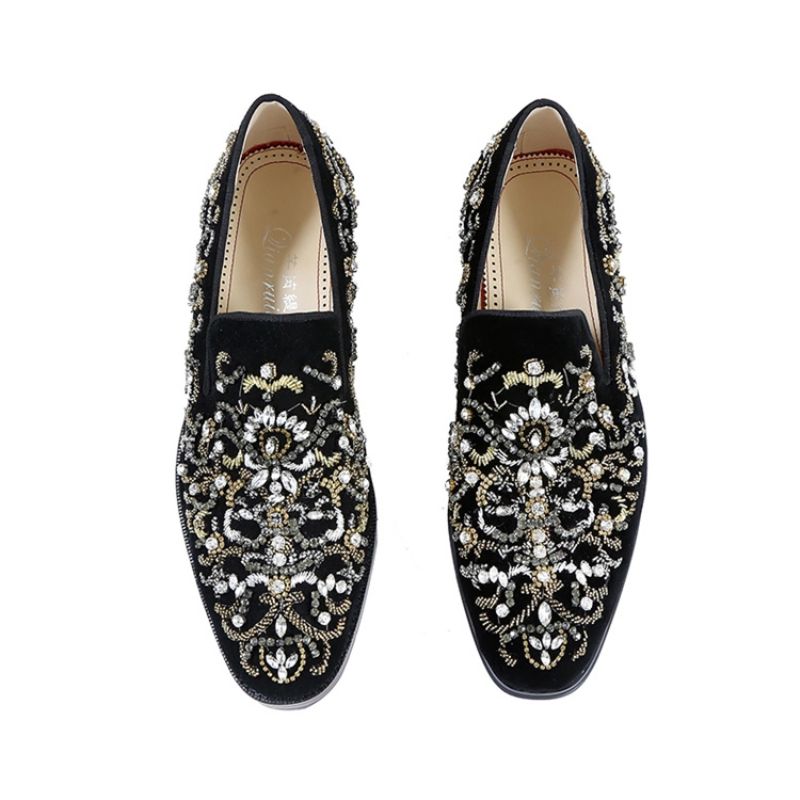 Rhinestone Rund Toe Slip-On Mænds Fritidssko