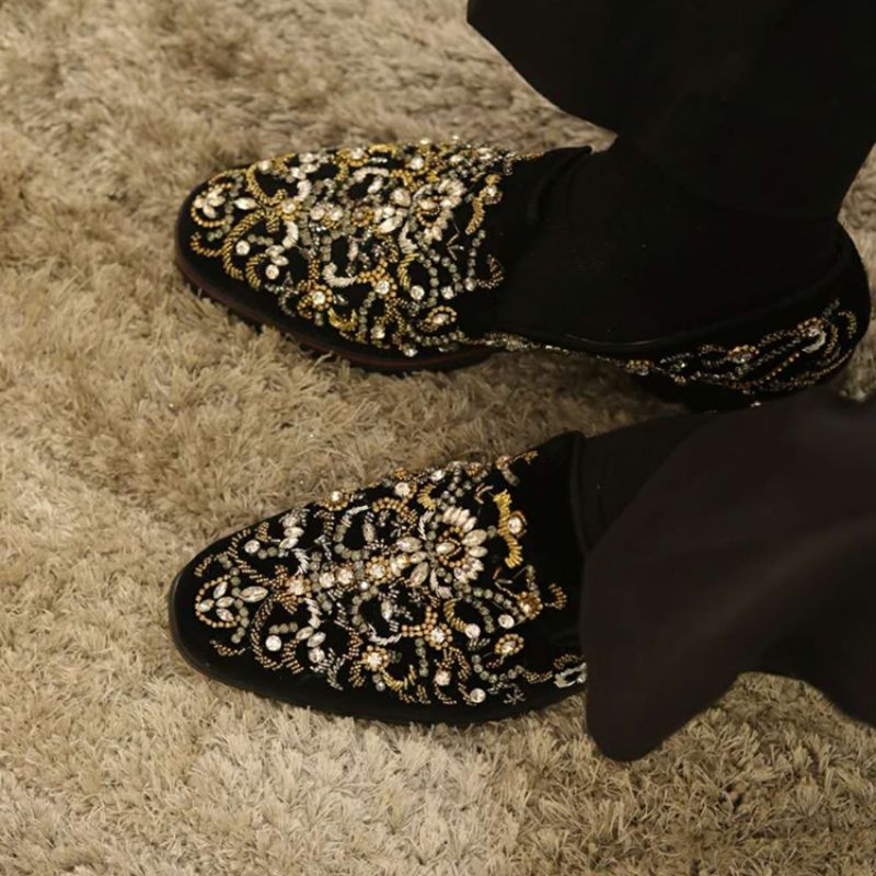 Rhinestone Rund Toe Slip-On Mænds Fritidssko