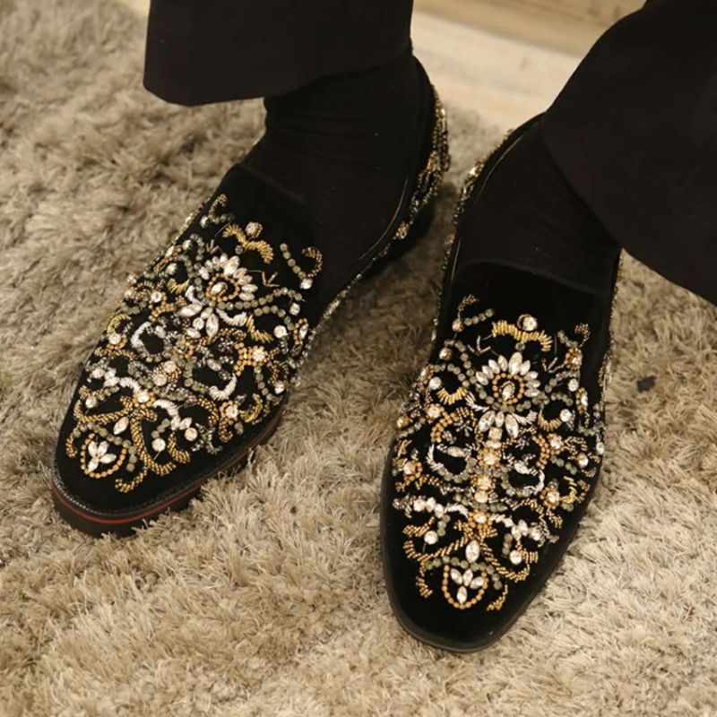 Rhinestone Rund Toe Slip-On Mænds Fritidssko