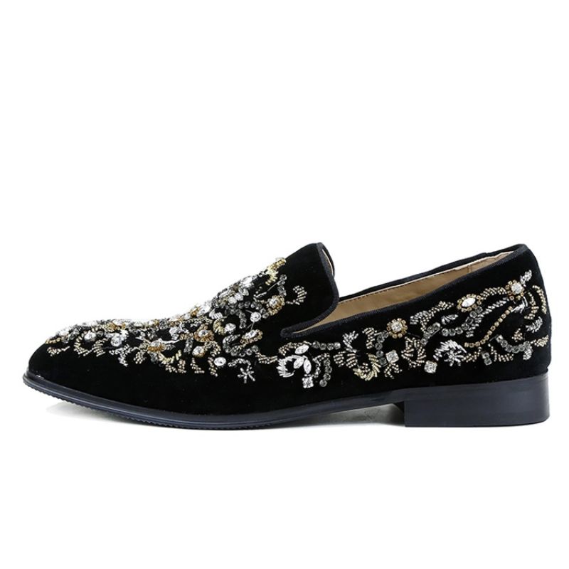 Rhinestone Rund Toe Slip-On Mænds Fritidssko