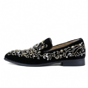 Rhinestone Rund Toe Slip-On Mænds Fritidssko