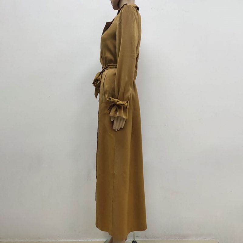 Lapel Double-Breasted Long Fall Western Trench Coat