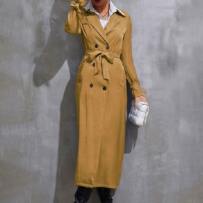 Lapel Double-Breasted Long Fall Western Trench Coat