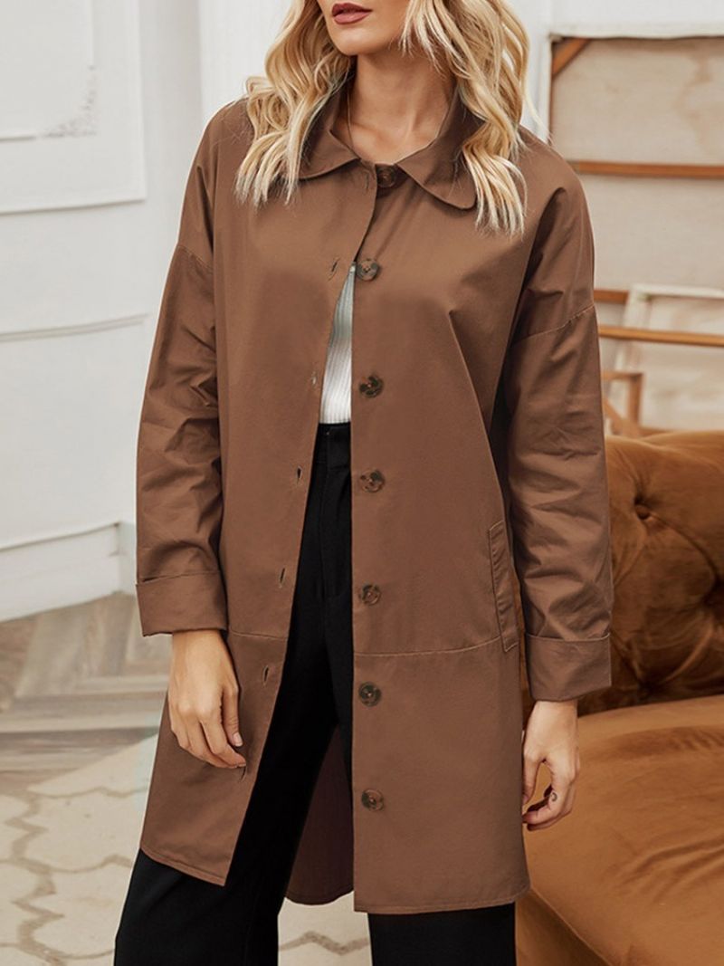 Lapel Single-Breasted Patchwork Western Fall Trench Coat Til Kvinder