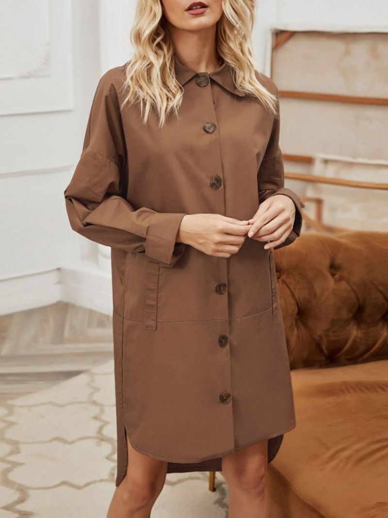 Lapel Single-Breasted Patchwork Western Fall Trench Coat Til Kvinder