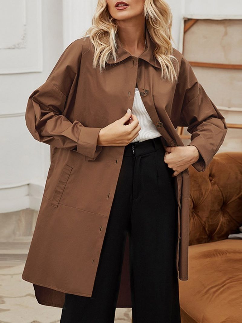 Lapel Single-Breasted Patchwork Western Fall Trench Coat Til Kvinder