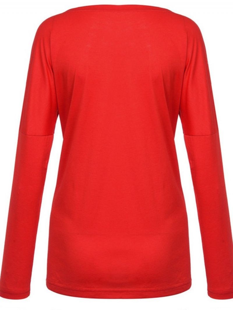 Color Block Standard Langærmet Fall Loose T-Shirt