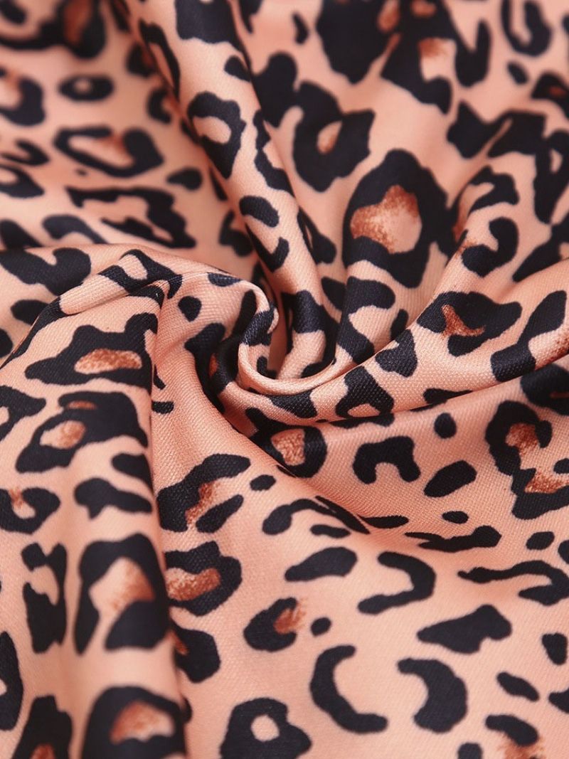 Leopard V-Hals Kort Vestlig Slim T-Shirt Til Kvinder