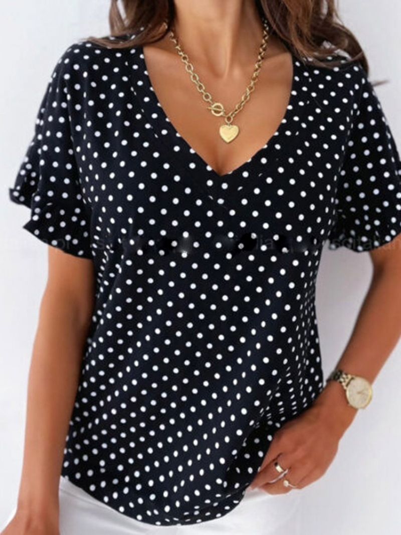 Polka Dots Standard Kortærmet Mode Løs T-Shirt Til Kvinder