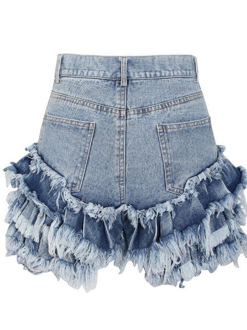 Tassel Slim Zipper Slim Denimshorts Til Kvinder