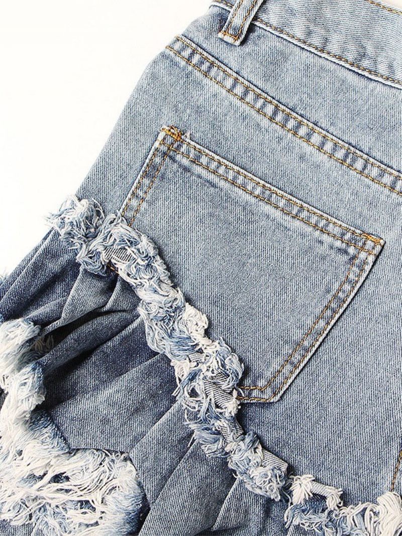 Tassel Slim Zipper Slim Denimshorts Til Kvinder