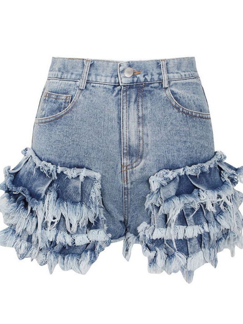 Tassel Slim Zipper Slim Denimshorts Til Kvinder