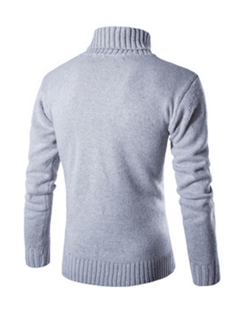 Ensfarvet Rullekrave Varm Herresweater